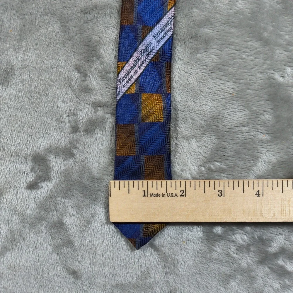 Vintage‎ Ermenegildo Zegna Tie Men 57X3.75 Blue Yellow Abstract Silk Made Italy